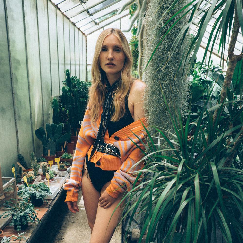 Sveta Milano Cardigan Corto Jacquard Janis In Arancione E Lilla