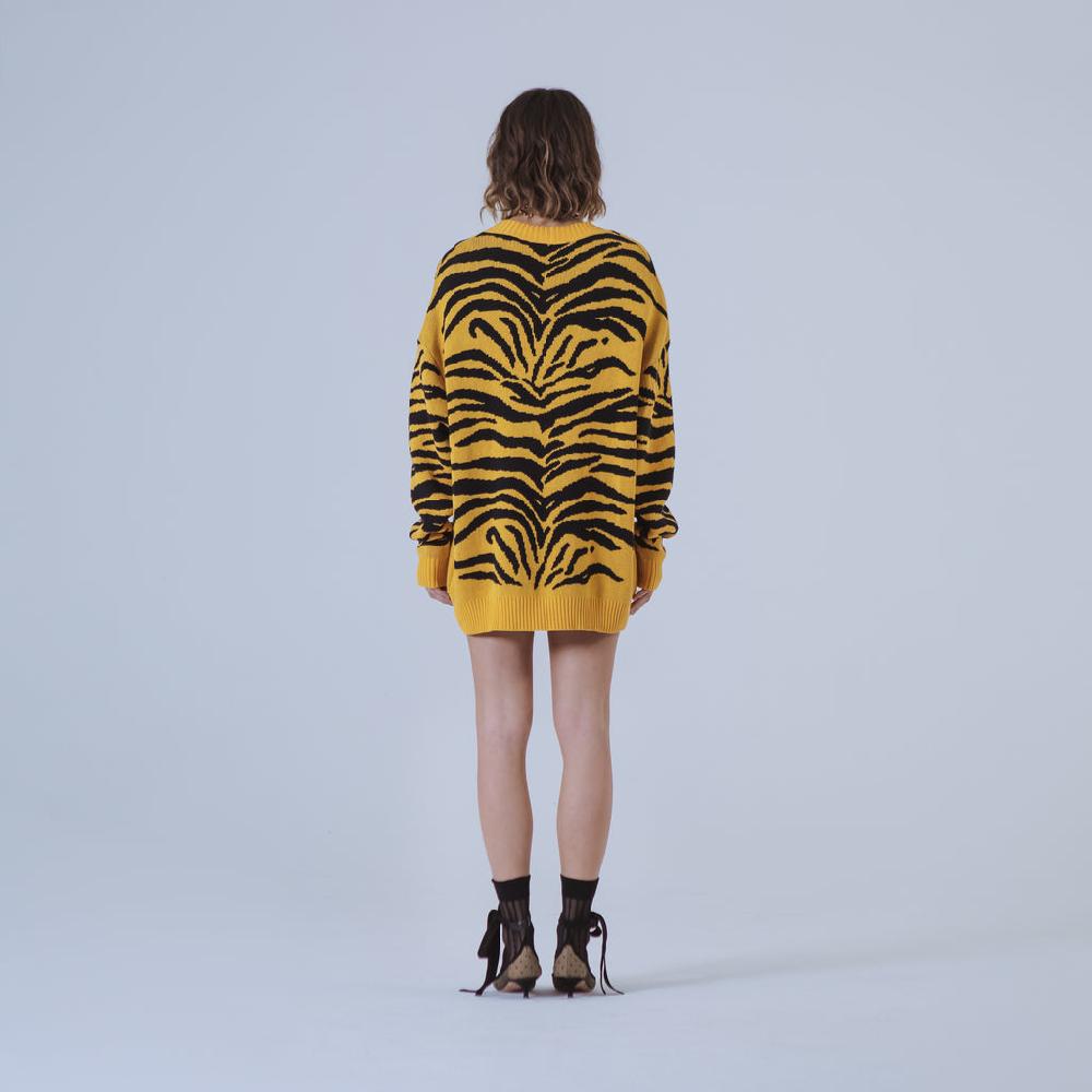 Sveta Milano Cardigan Lungo Jacquard Georgia In Giallo E Nero