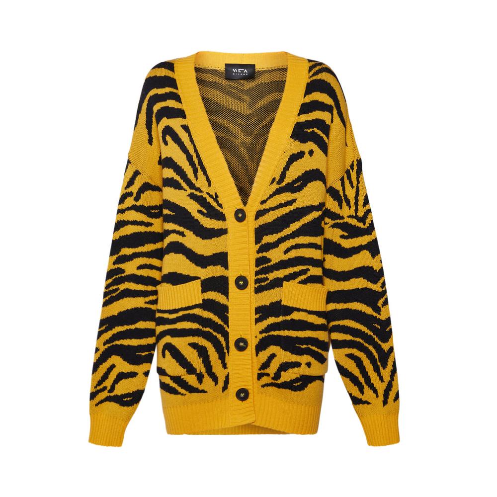 Sveta Milano Cardigan lungo jacquard Georgia in giallo e nero