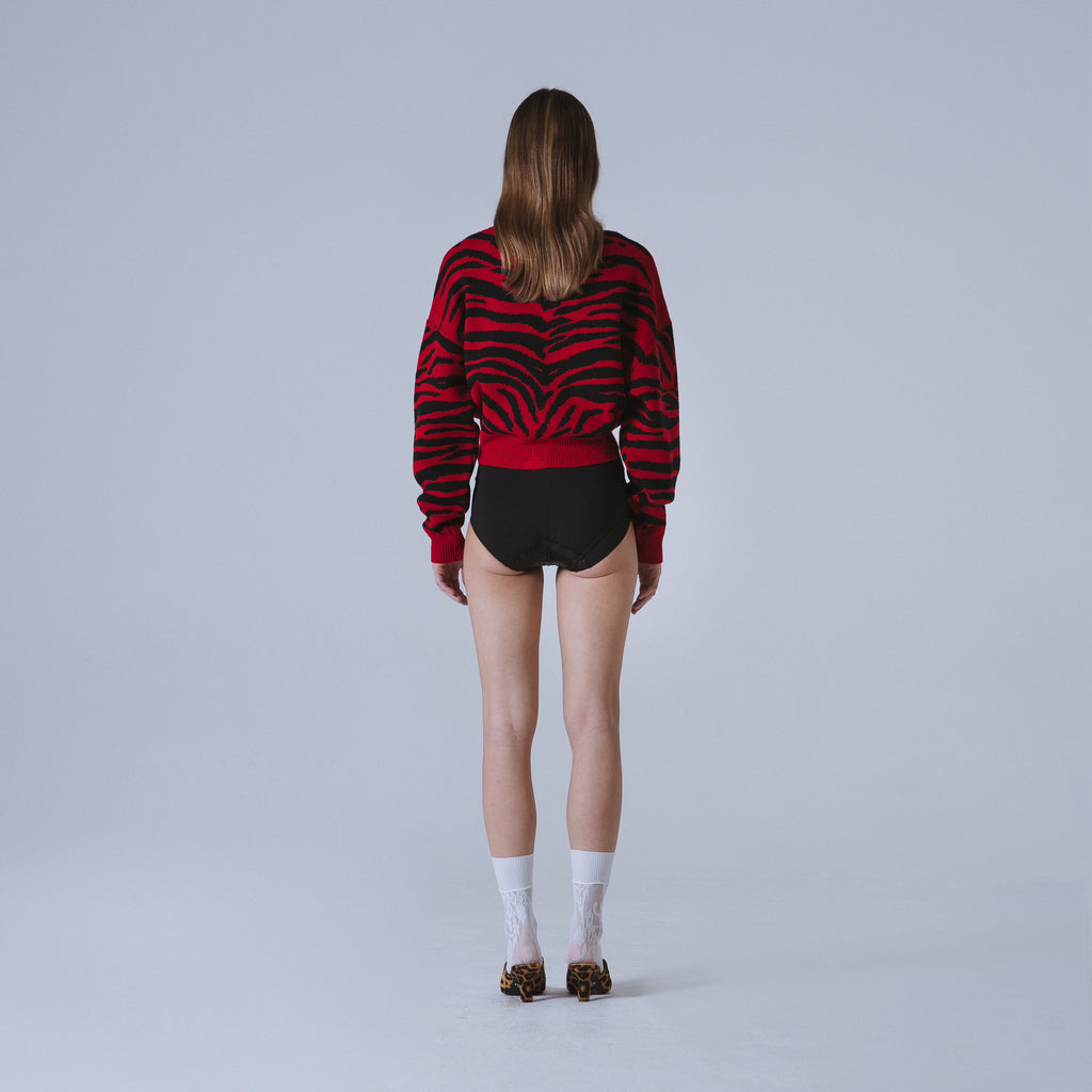 Sveta Milano Girocollo Corto Jacquard Denver In Rosso E Nero