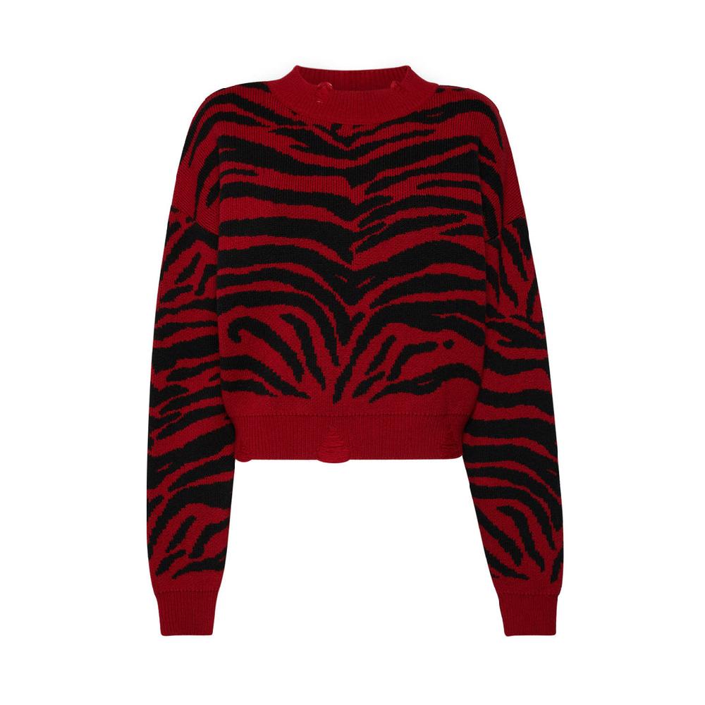 Sveta Milano Girocollo corto jacquard Denver in rosso e nero