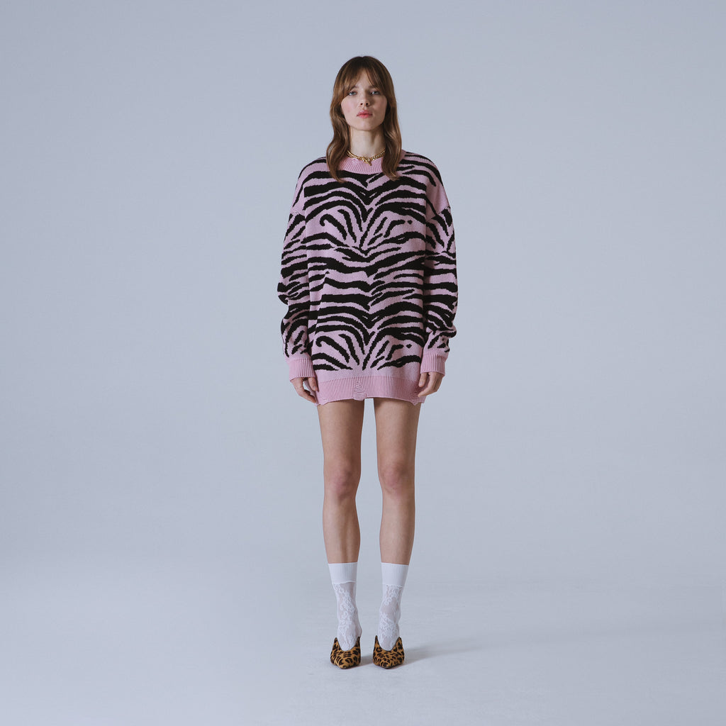 Sveta Milano Girocollo Lungo Jacquard Arizona In Lilla E Nero