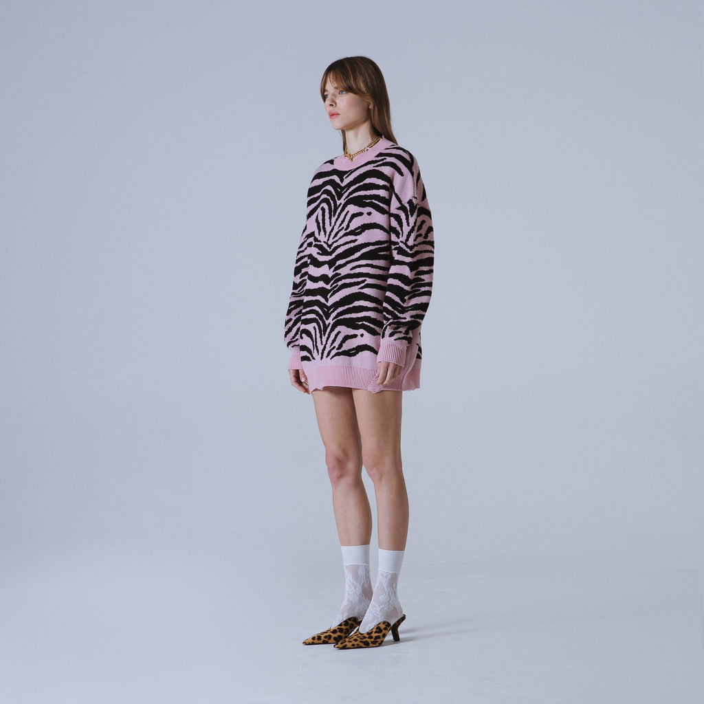 Sveta Milano Girocollo Lungo Jacquard Arizona In Lilla E Nero