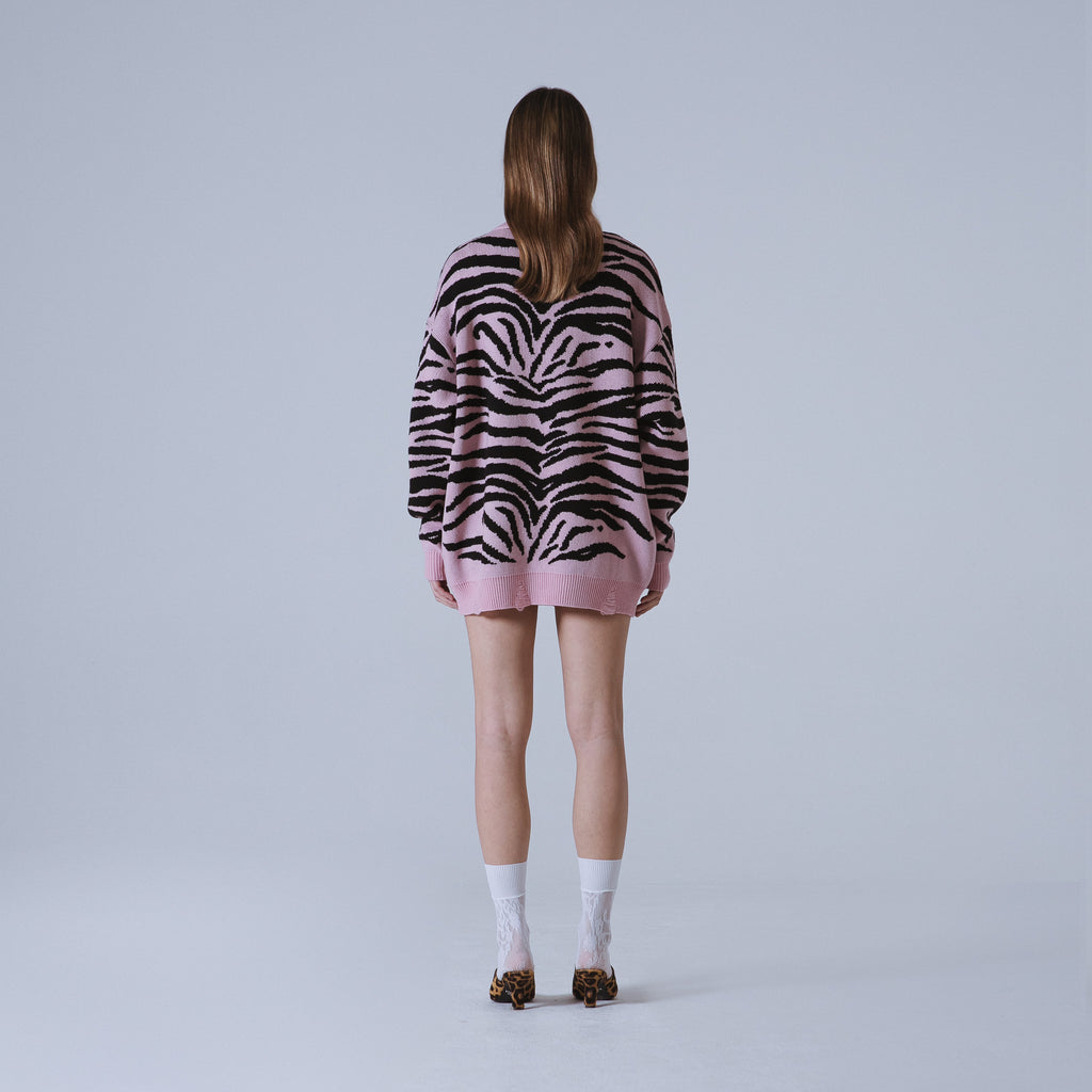 Sveta Milano Girocollo Lungo Jacquard Arizona In Lilla E Nero