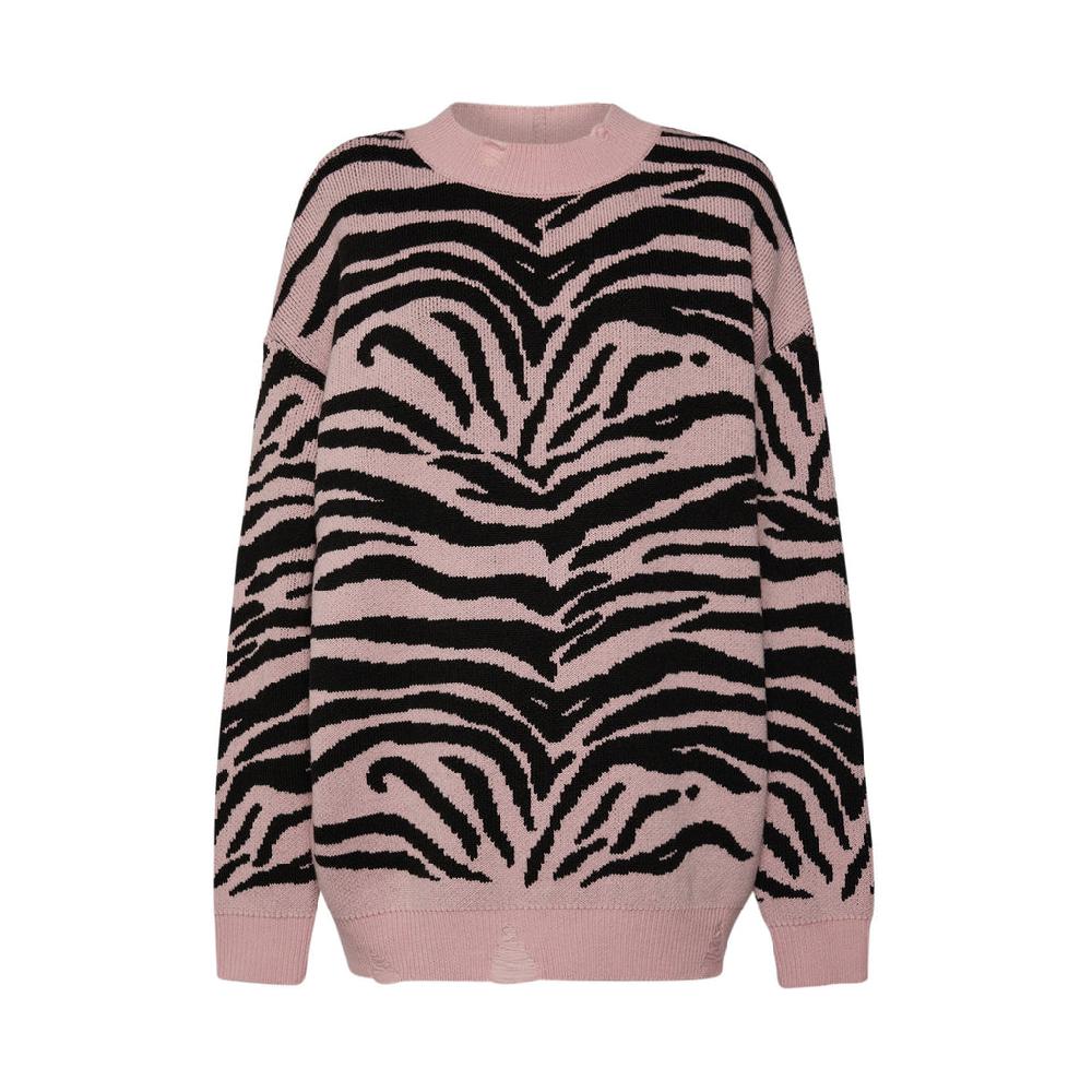 Sveta Milano Girocollo lungo jacquard Arizona in lilla e nero