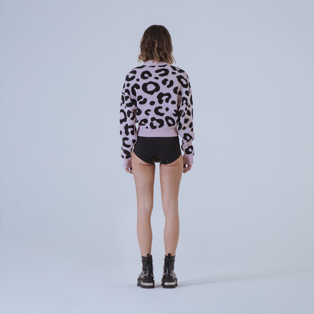 Sveta Milano Maglione Girocollo Jacquard Denver In Rosa E Nero