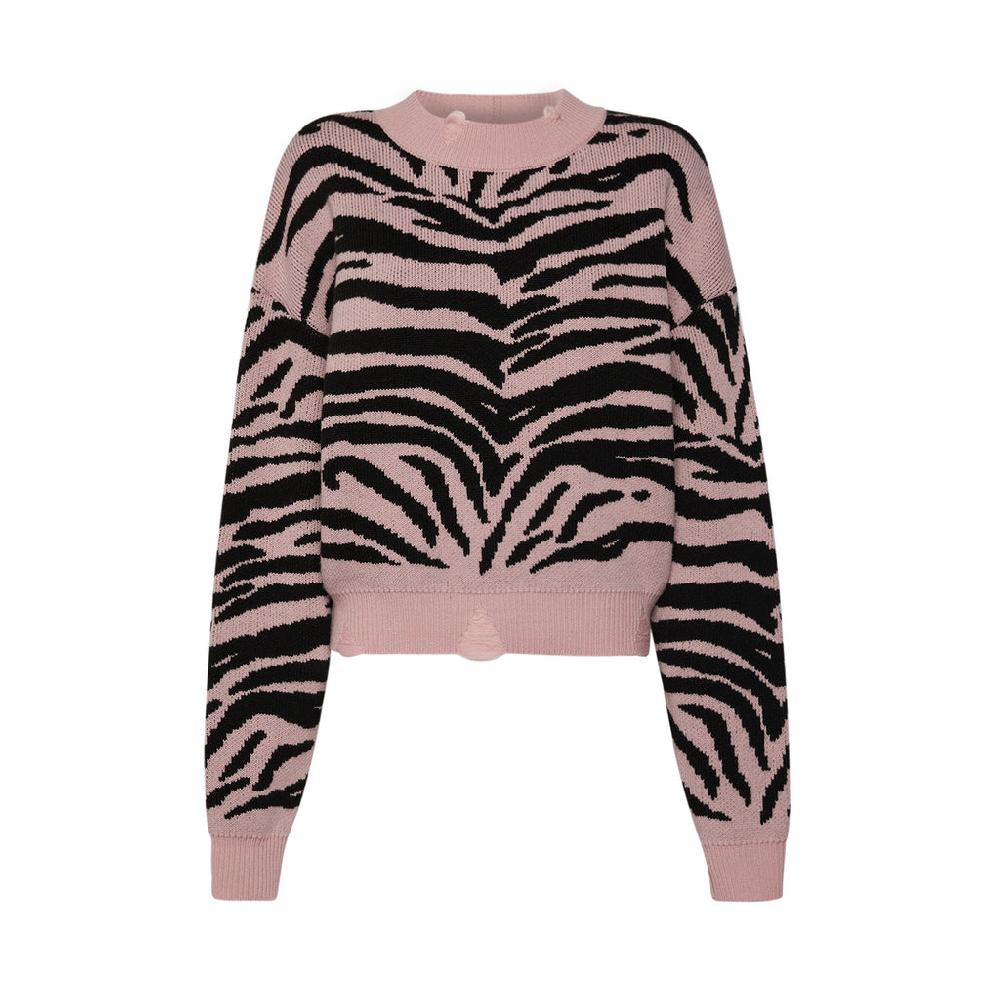 Sveta Milano Maglione girocollo jacquard Denver in rosa e nero