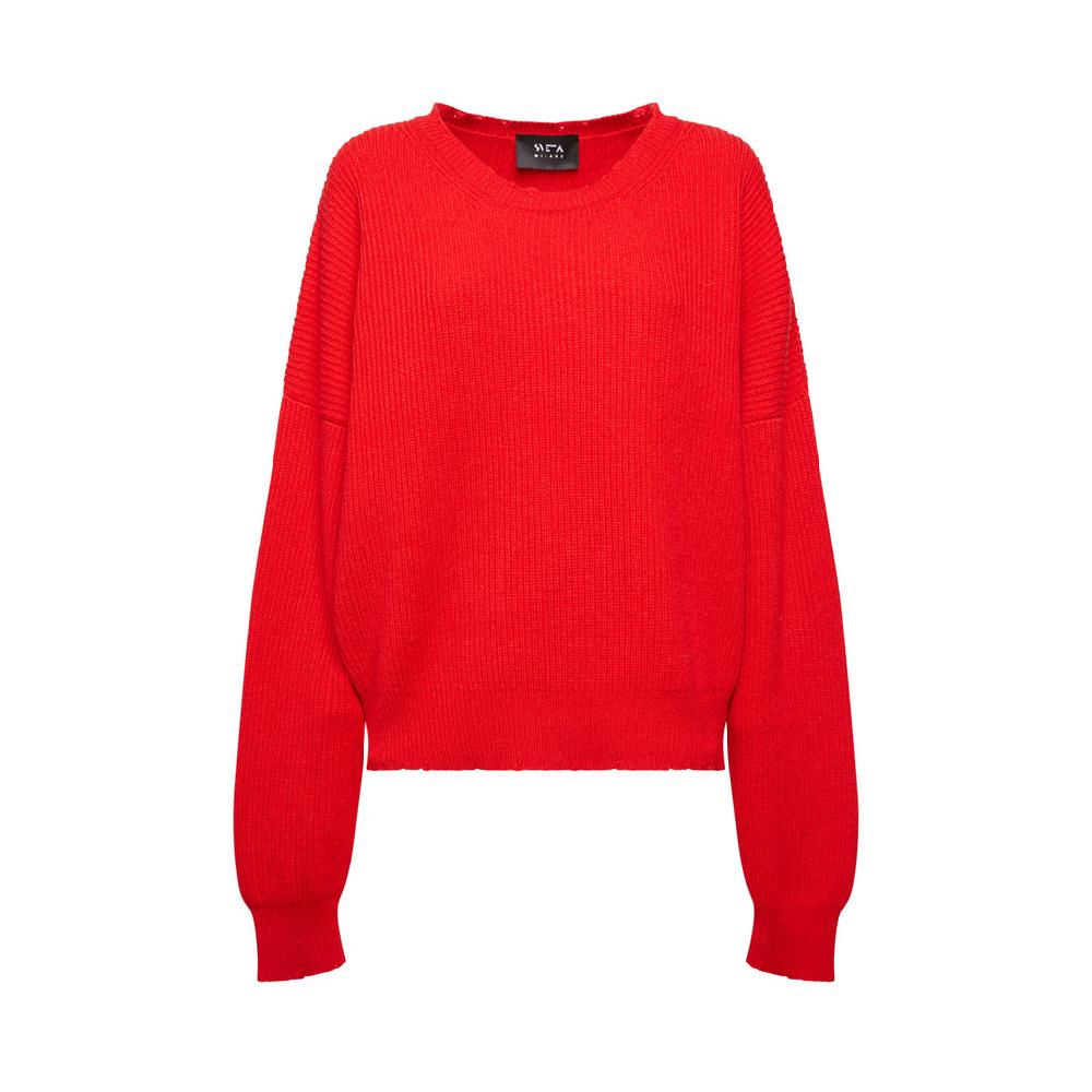 Sveta Milano Maglione girocollo Lilith rosso in misto cashmere