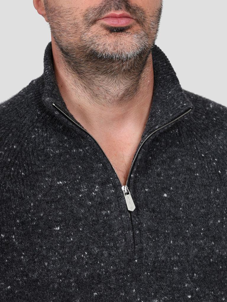 Svevo Lupetto Con Zip Lana Cashmere E Poliammide Antracite