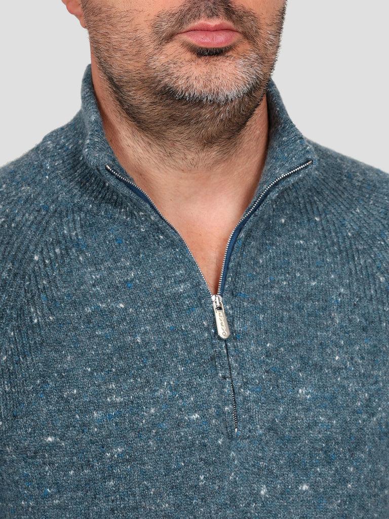 Svevo Lupetto Con Zip Lana Cashmere E Poliammide Blu