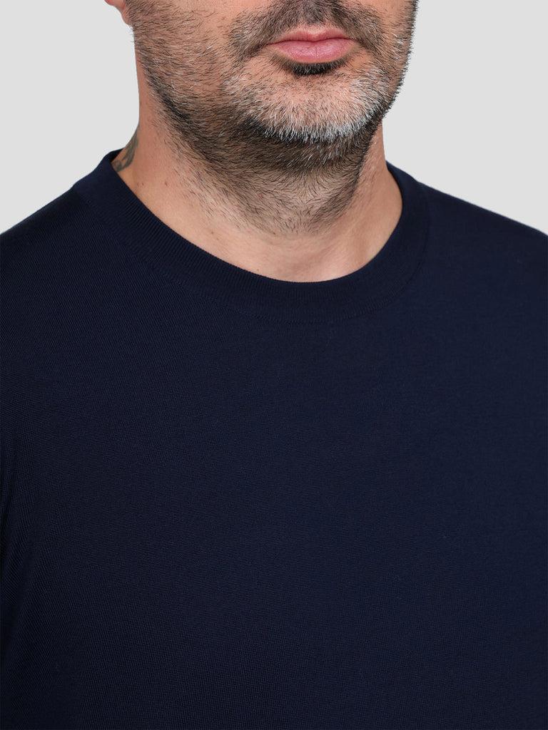 Svevo Maglia Girocollo Lana Merino Superfine 160's Blu