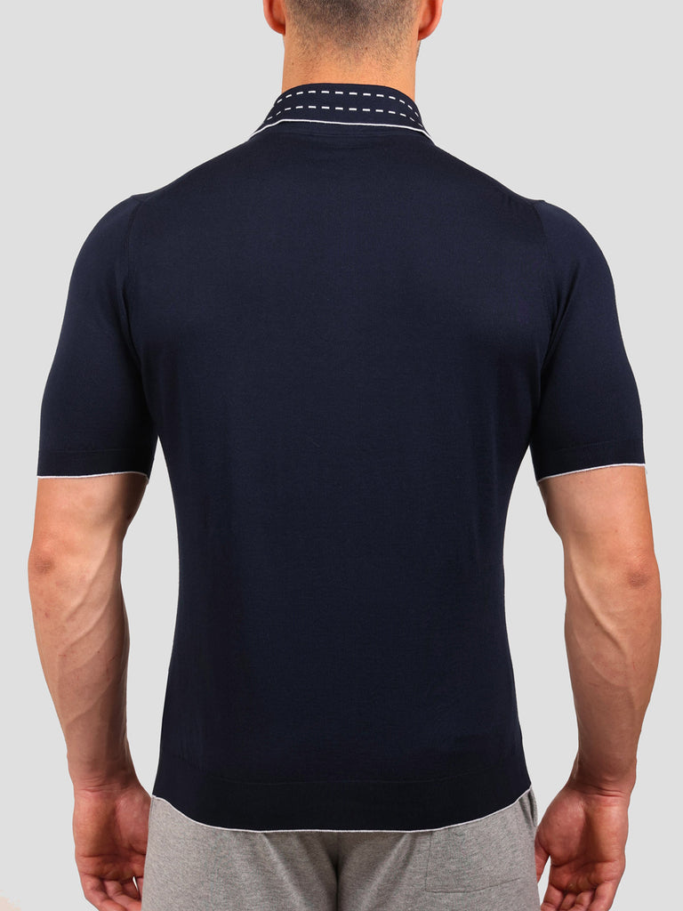 Svevo Maglia Polo 100% Cotone Supersoft Blu Navy E Bianca