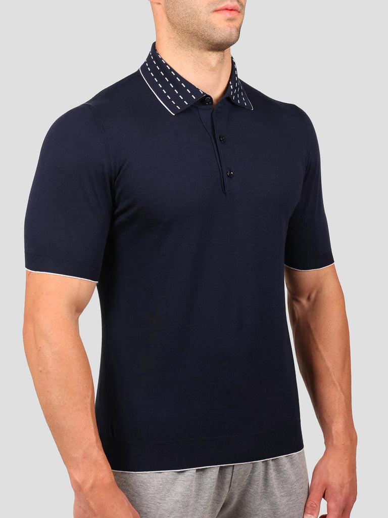 Svevo Maglia Polo 100% Cotone Supersoft Blu Navy e Bianca