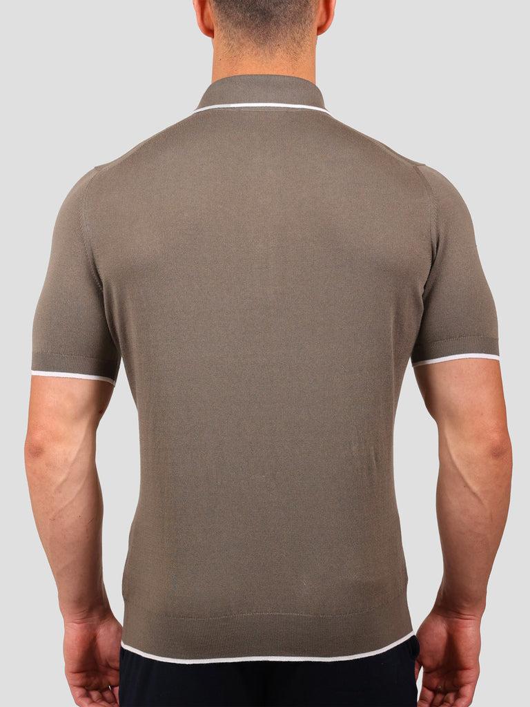 Svevo Maglia Polo 80% Cotone - 20% Seta Grigia E Bianca