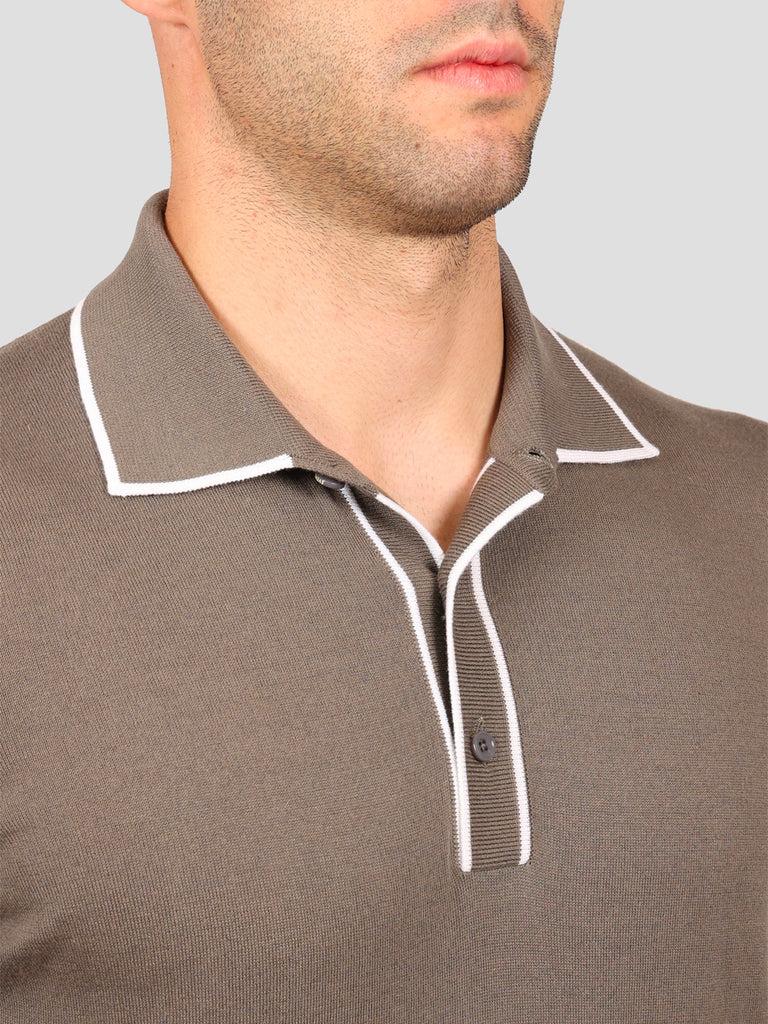 Svevo Maglia Polo 80% Cotone - 20% Seta Grigia E Bianca