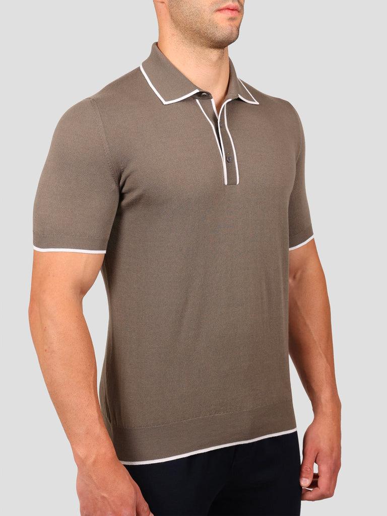 Svevo Maglia Polo 80% Cotone - 20% Seta Grigia e Bianca