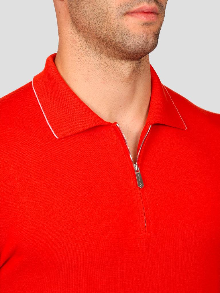 Svevo Maglia Polo Con Zip 100% Cotone Supersoft Arancione