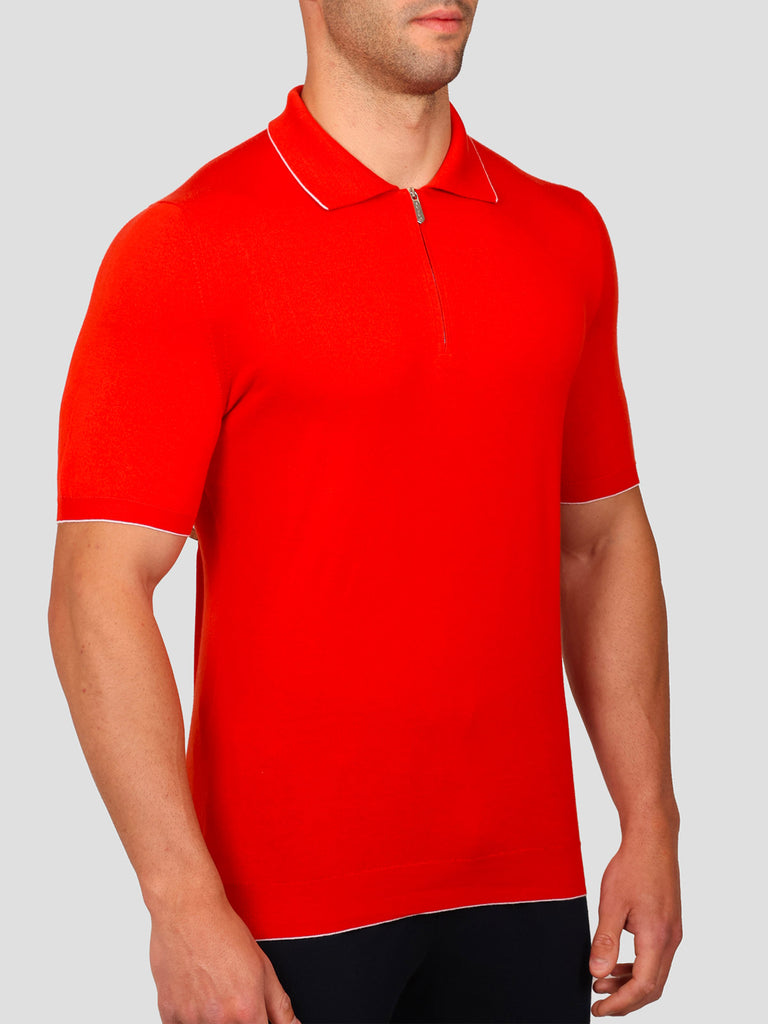 Svevo Maglia Polo con Zip 100% Cotone Supersoft Arancione