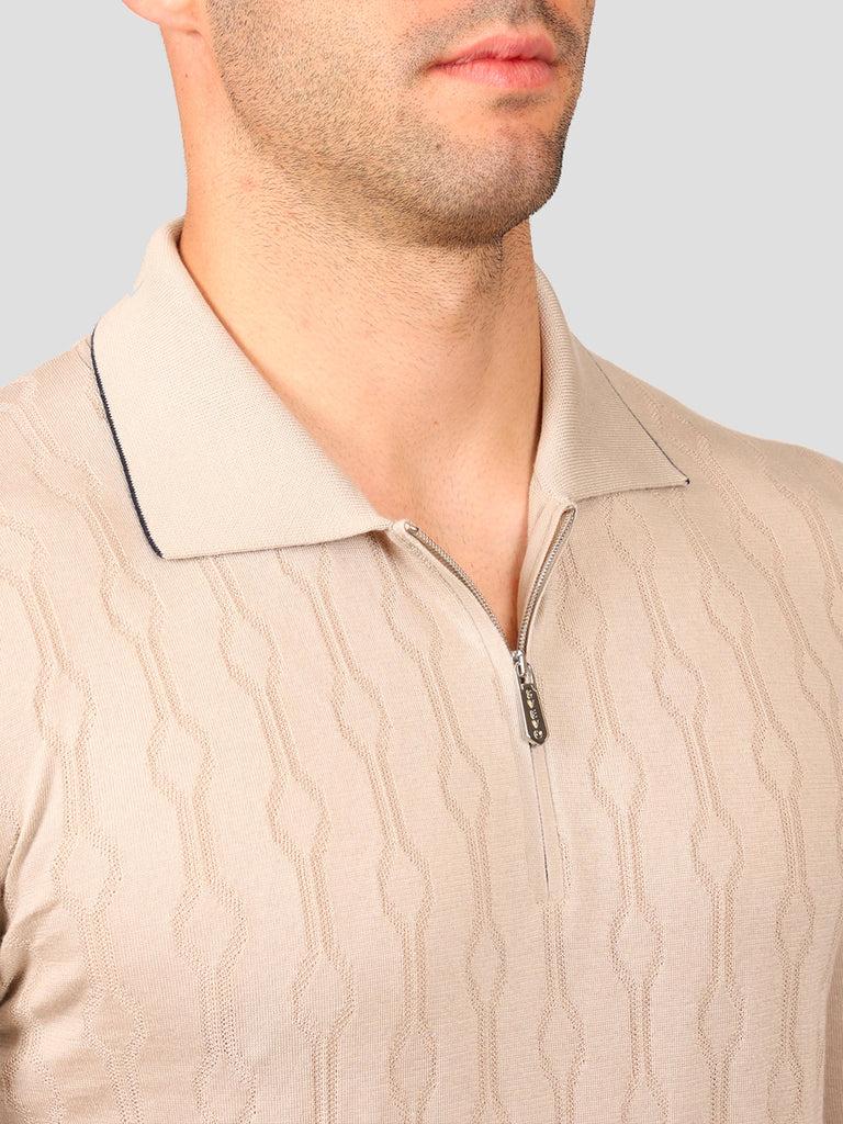 Svevo Maglia Polo Con Zip 100% Cotone Supersoft Beige