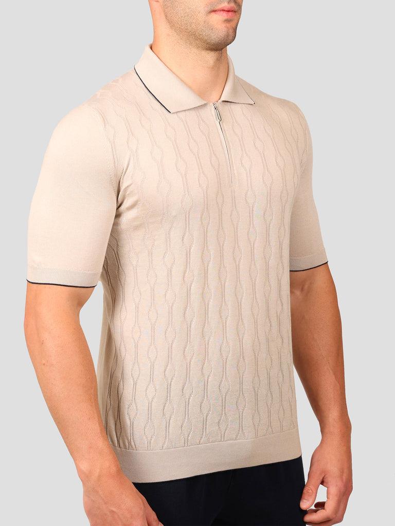 Svevo Maglia Polo con Zip 100% Cotone Supersoft Beige