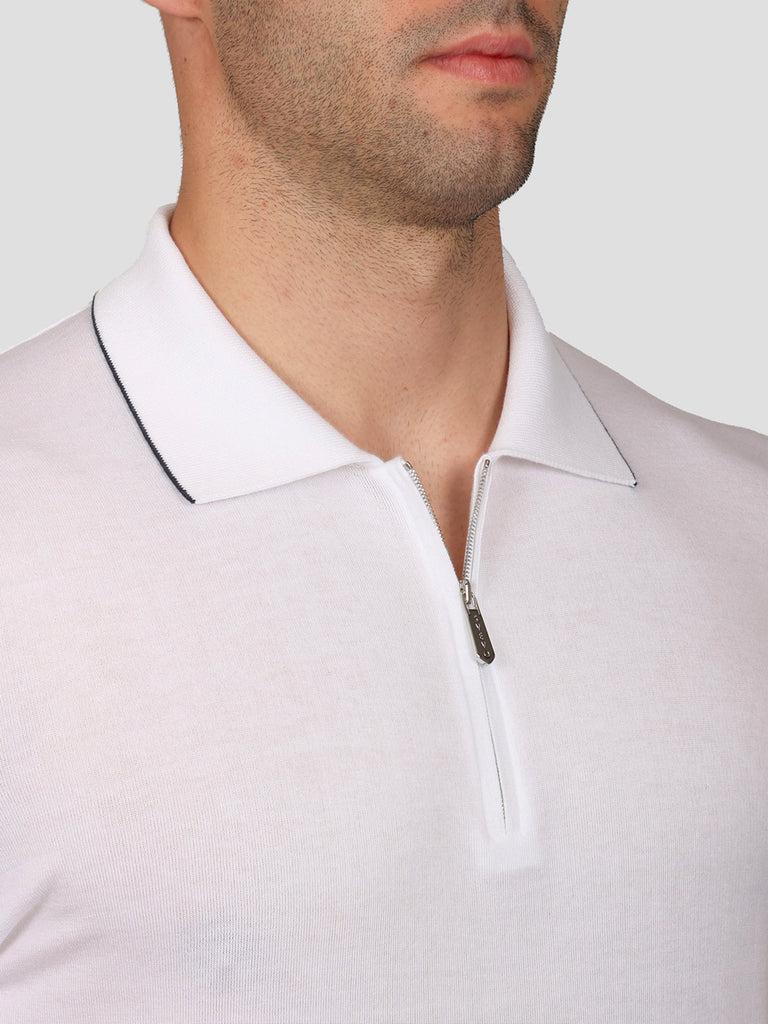 Svevo Maglia Polo Con Zip 100% Cotone Supersoft Bianca