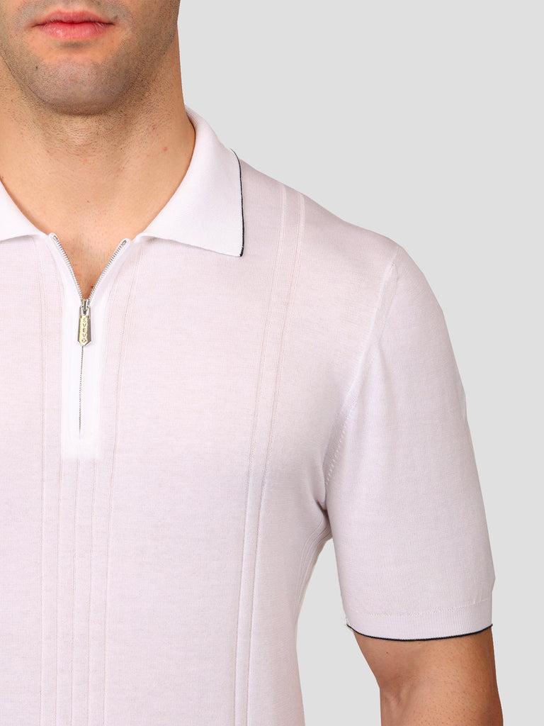 Svevo Maglia Polo Con Zip 100% Cotone Supersoft Bianca