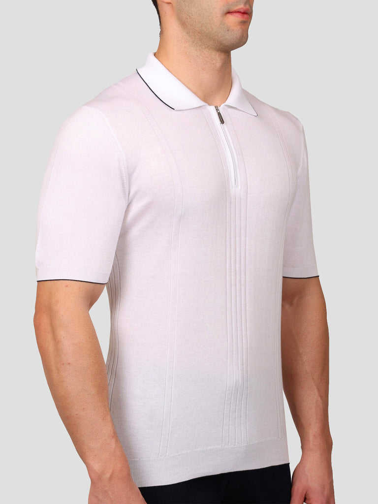 Svevo Maglia Polo con Zip 100% Cotone Supersoft Bianca