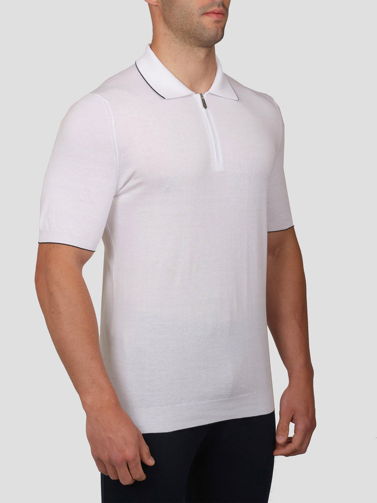 Svevo Maglia Polo con Zip 100% Cotone Supersoft Bianca