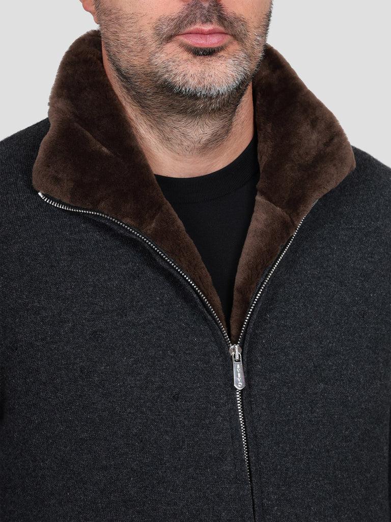 Svevo Giubbotto Lana E Montone Antracite