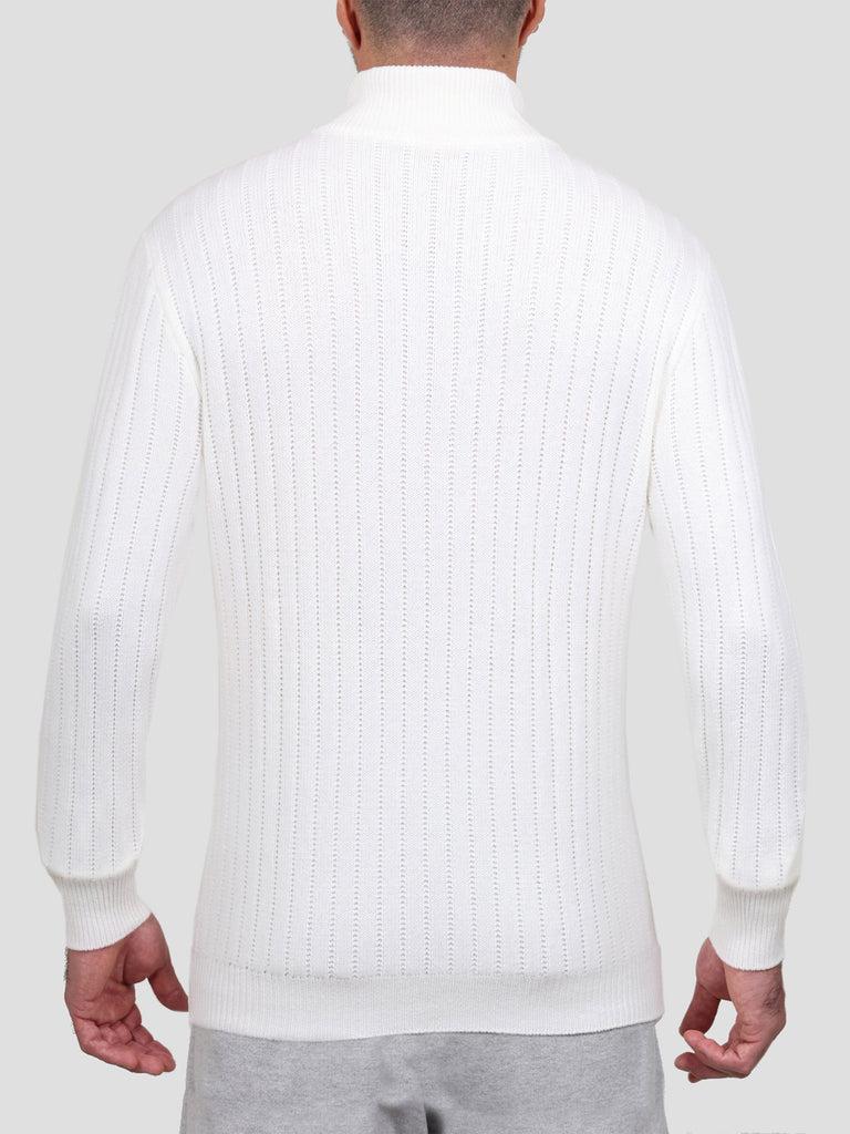 Svevo Lupetto Con Zip 100% Lana Bianco