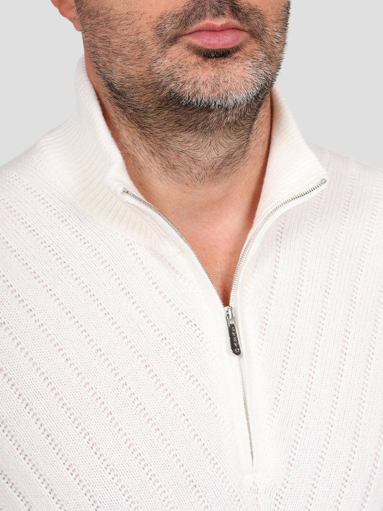 Svevo Lupetto Con Zip 100% Lana Bianco