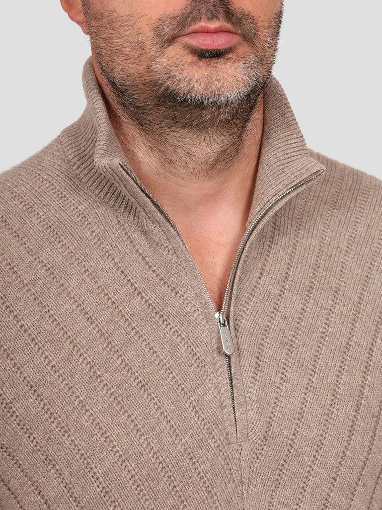 Svevo Lupetto Con Zip 100% Lana Marrone