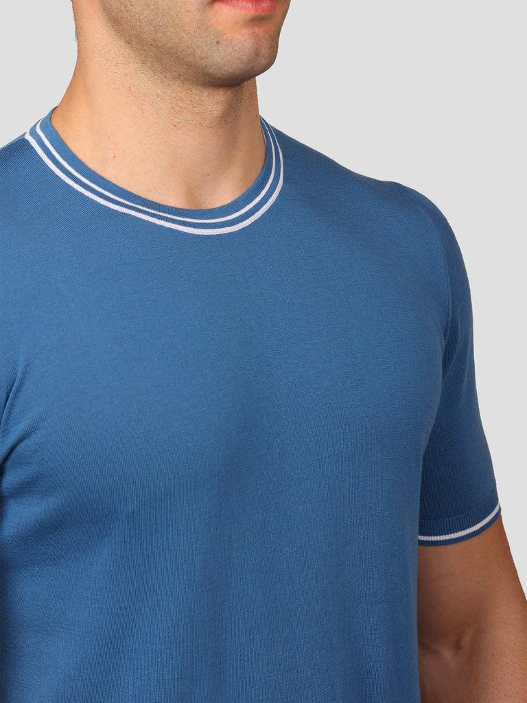 Svevo Maglia Girocollo 100% Cotone Makò Bluette