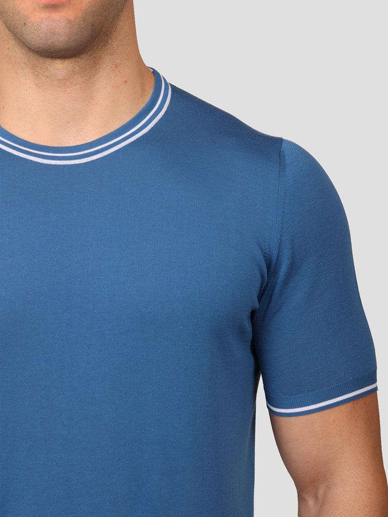 Svevo Maglia Girocollo 100% Cotone Makò Bluette