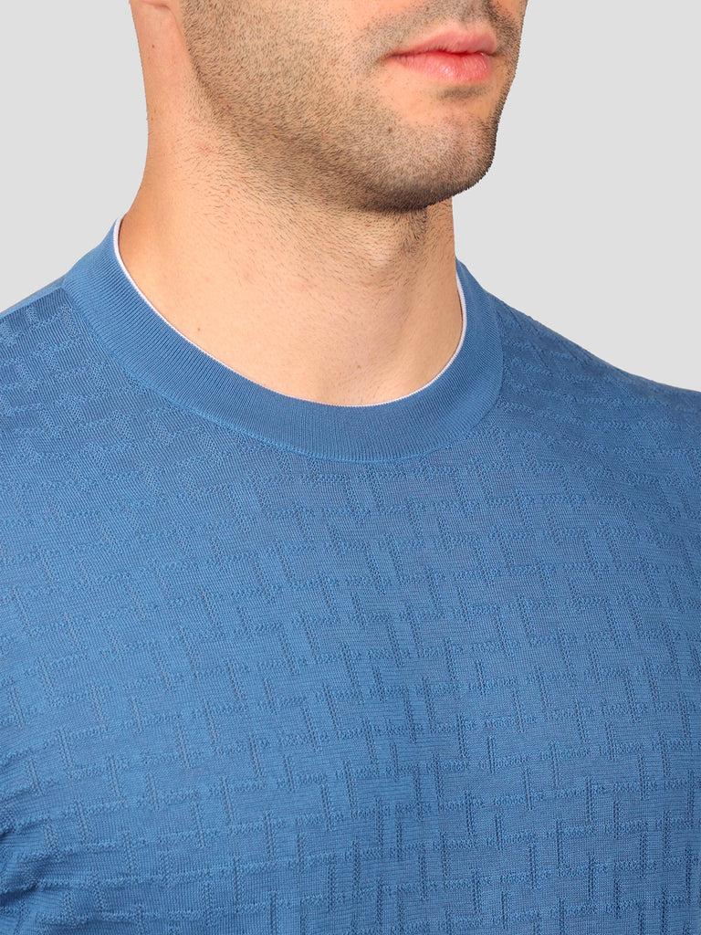 Svevo Maglia Girocollo 100% Cotone Makò Bluette