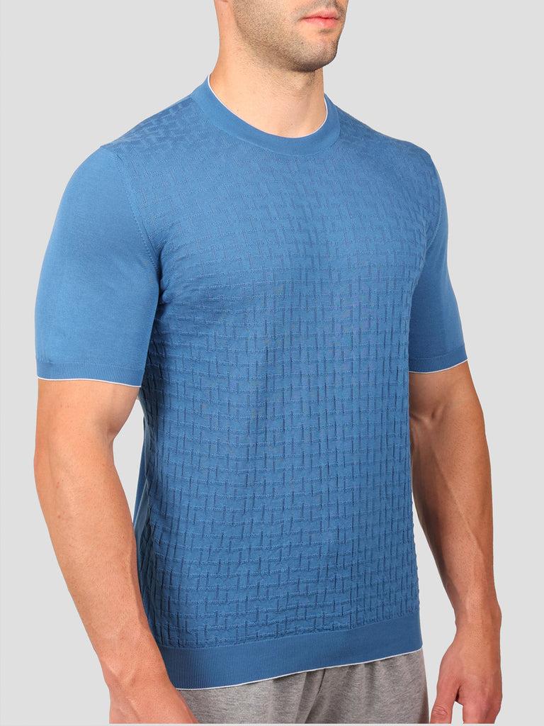 Svevo Maglia Girocollo 100% Cotone Makò Bluette