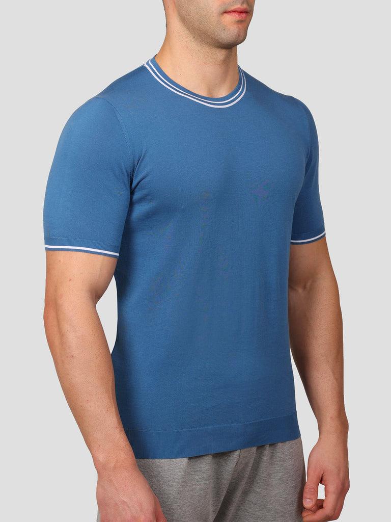 Svevo Maglia Girocollo 100% Cotone Makò Bluette