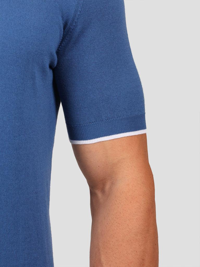 Svevo Maglia Polo 80% Cotone - 20% Seta Blu E Bianca