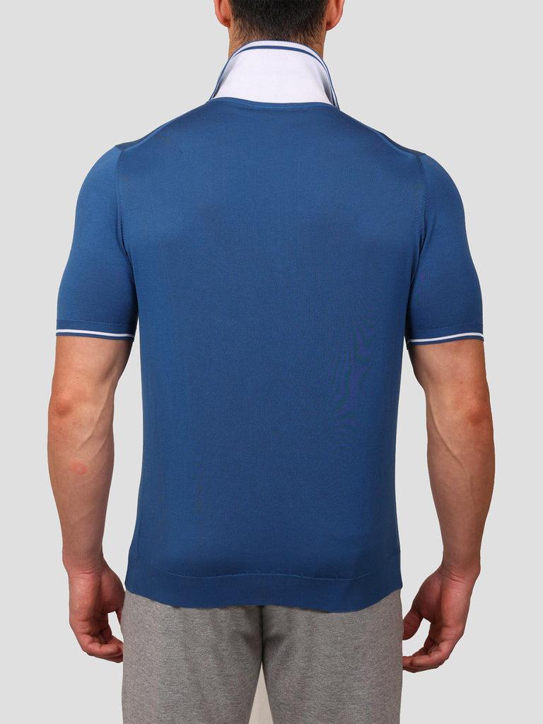 Svevo Maglia Polo Con Zip 100% Cotone Makò Blu