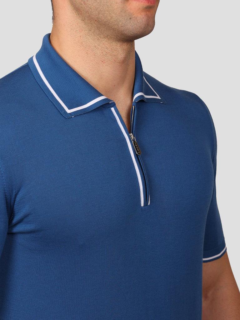 Svevo Maglia Polo Con Zip 100% Cotone Makò Blu