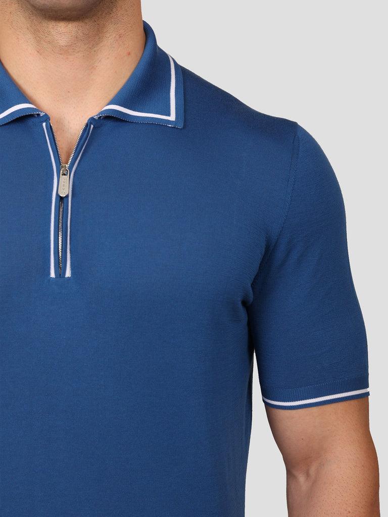 Svevo Maglia Polo Con Zip 100% Cotone Makò Blu