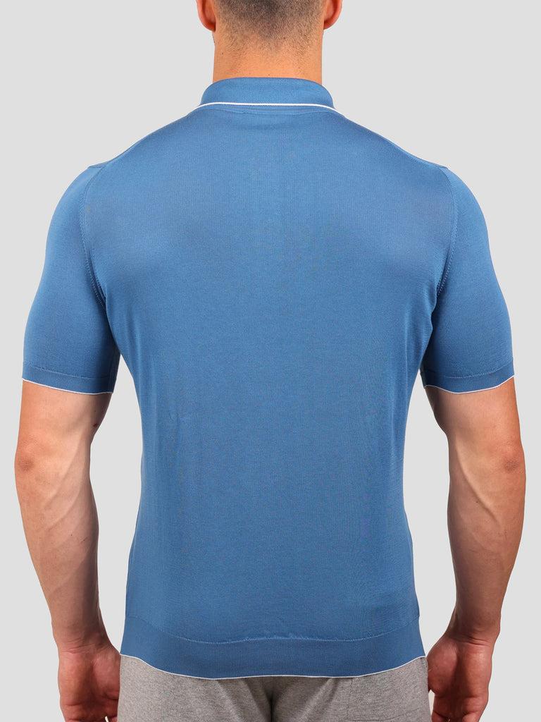 Svevo Maglia Polo Con Zip 100% Cotone Makò Bluette