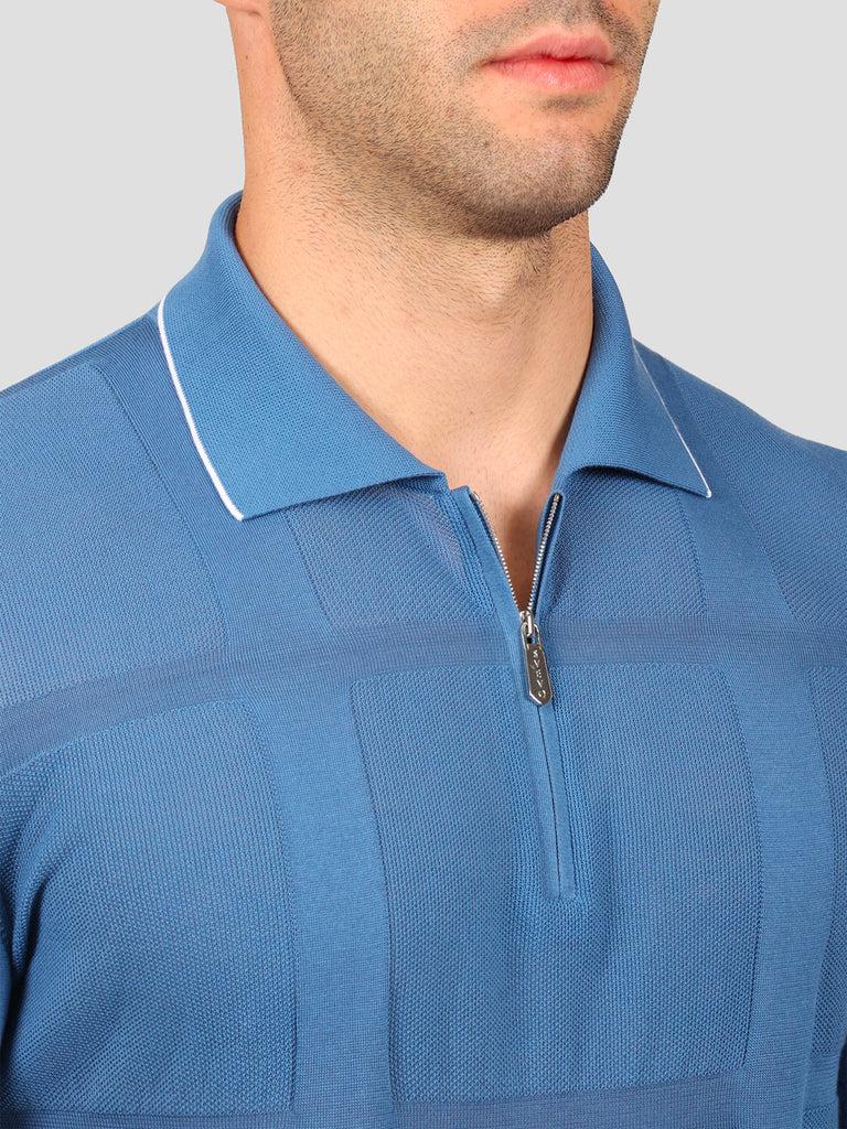 Svevo Maglia Polo Con Zip 100% Cotone Makò Bluette