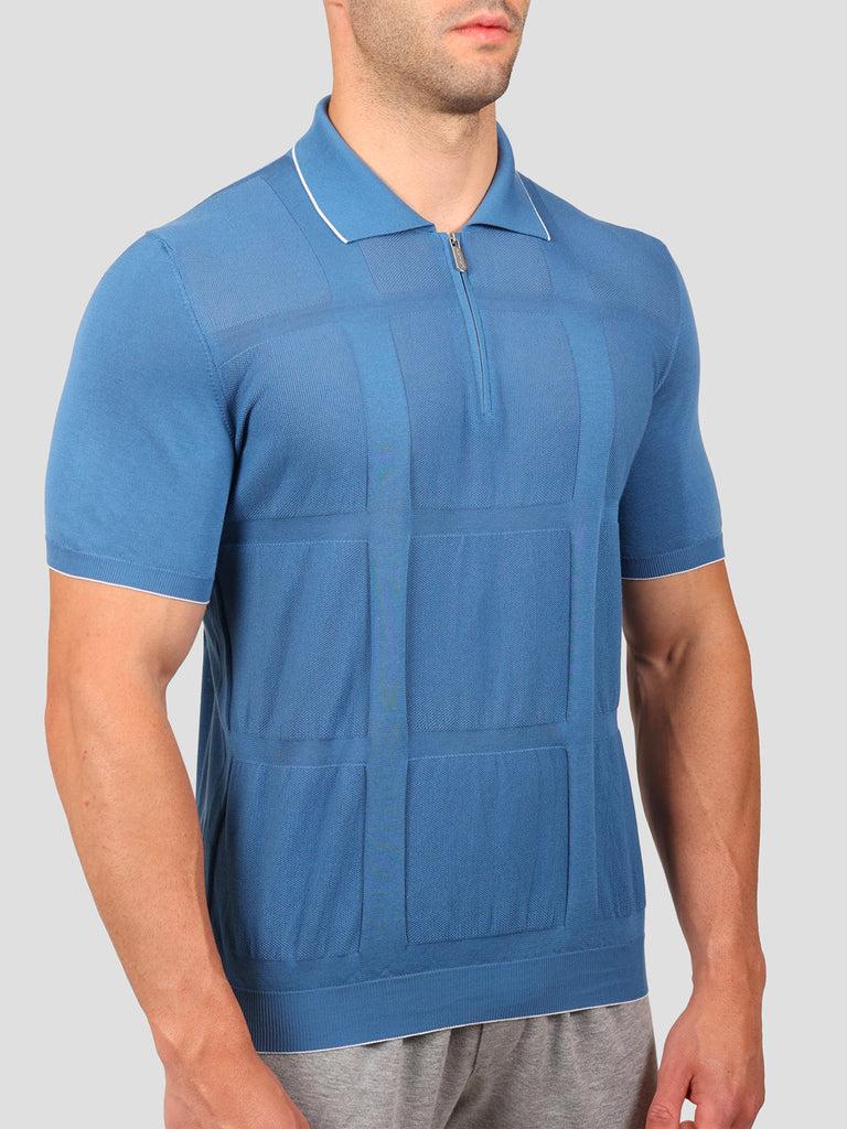 Svevo Maglia Polo con Zip 100% Cotone Makò Bluette