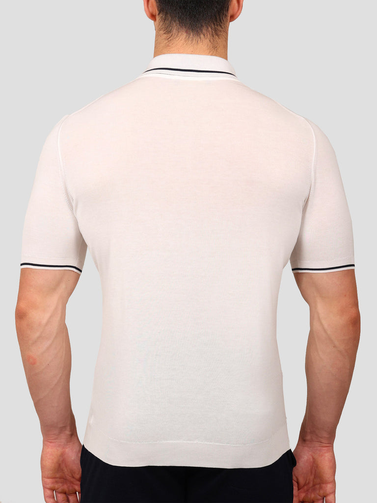 Svevo Maglia Polo Con Zip 100% Cotone Makò Panna
