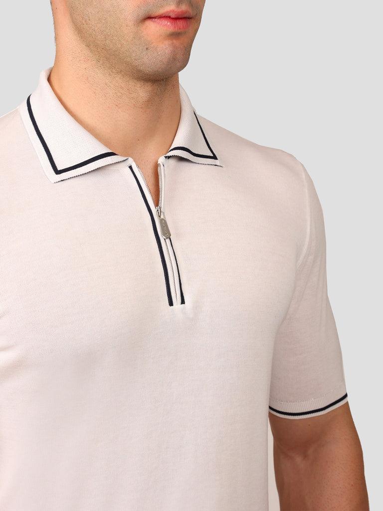 Svevo Maglia Polo Con Zip 100% Cotone Makò Panna