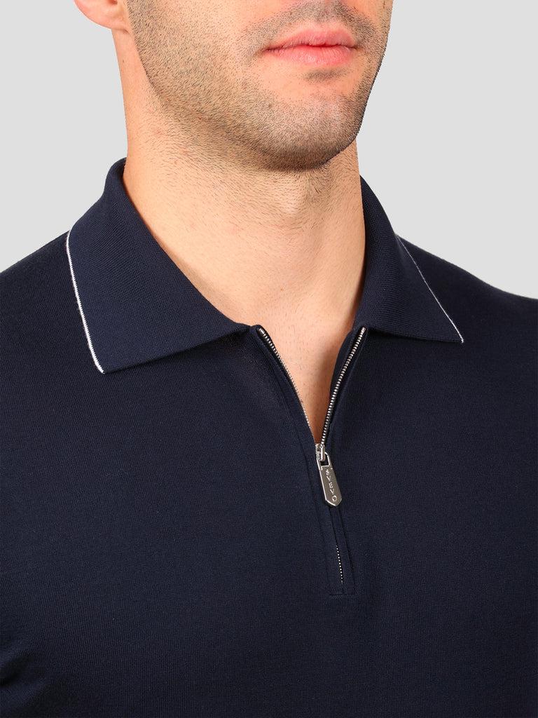 Svevo Maglia Polo Con Zip 100% Cotone Supersoft Blu