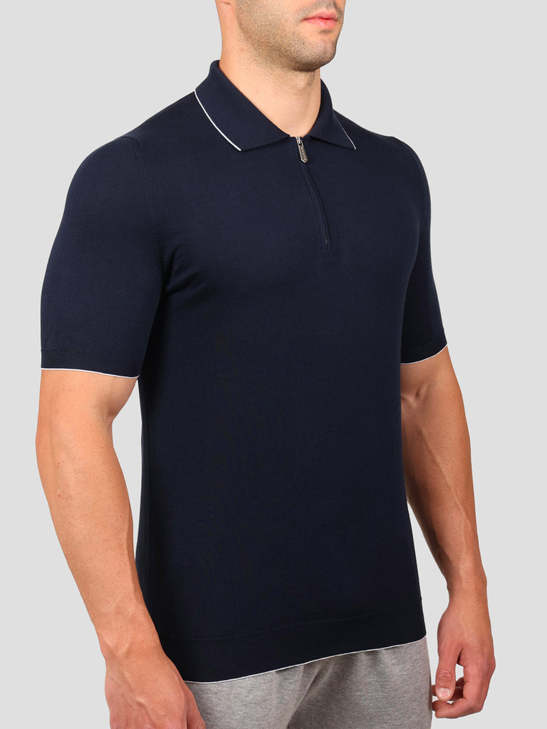 Svevo Maglia Polo con Zip 100% Cotone Supersoft Blu