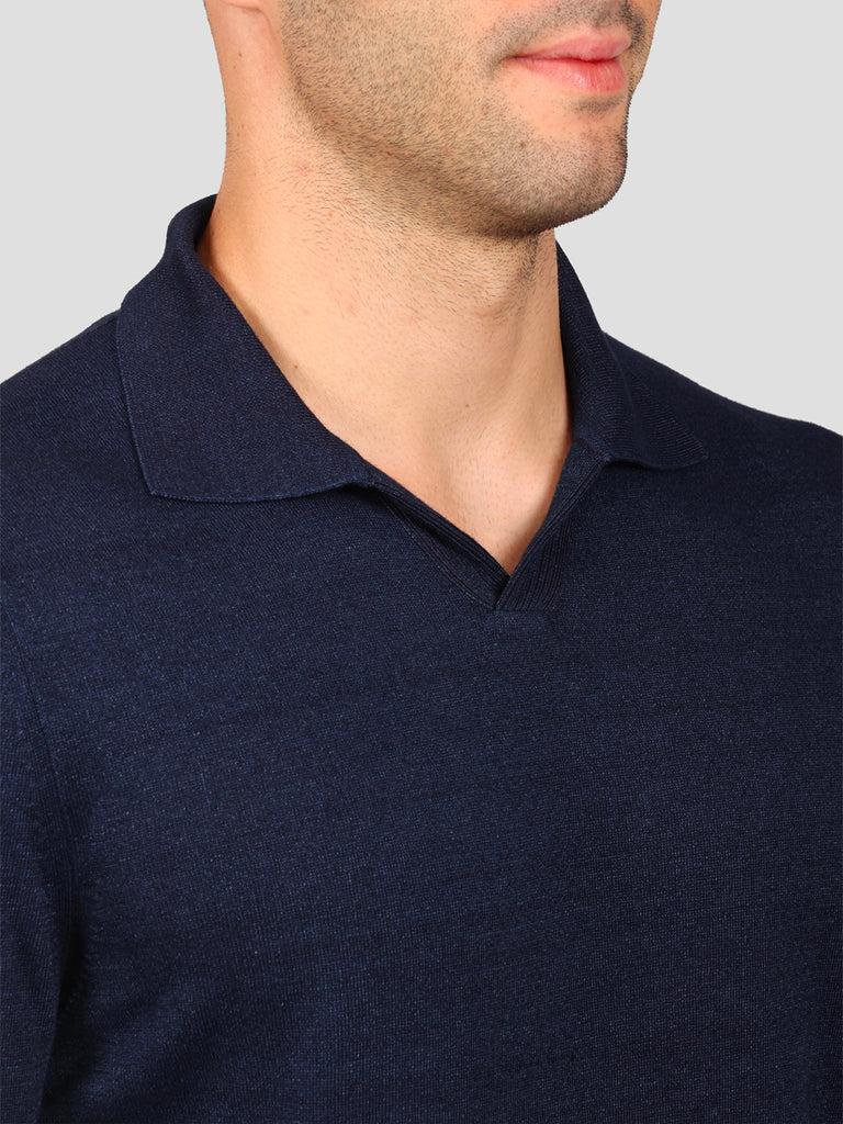 Svevo Maglia Scollo A V 100% Cotone Indaco