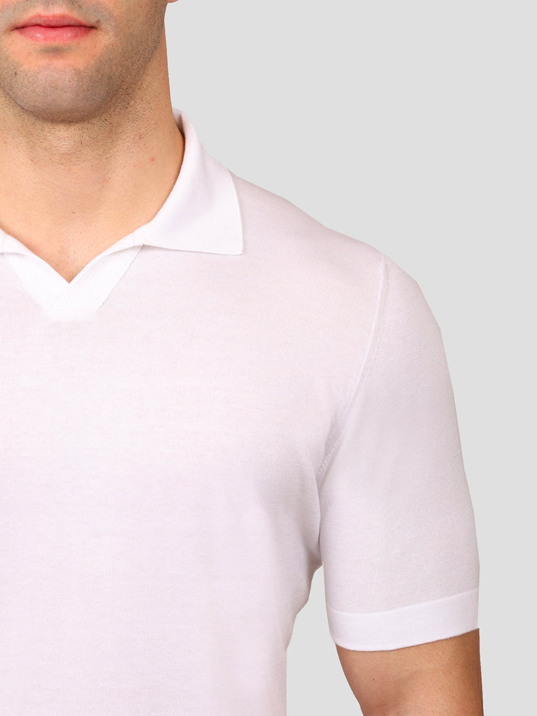 Svevo Polo Scollo A V 100% Cotone Supersoft Bianca